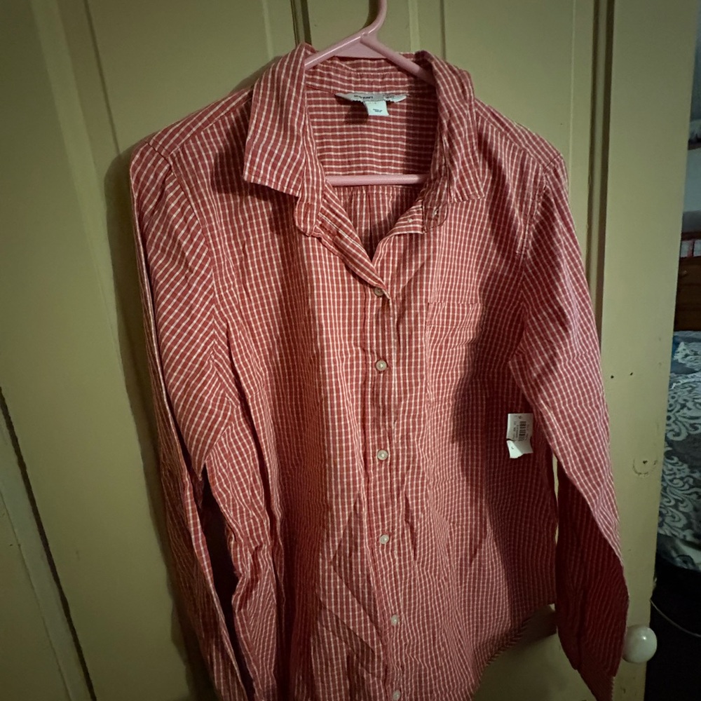 Old Navy Red and White Striped Men's Shirt New with Tags size large